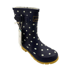 Joules Mid Rain Boots Molly Welly Polka Dots Navy - Medium